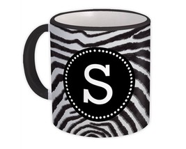 Monogram Letter S : Gift Mug Zebra Letter Initial ABC Animal Circle - $15.90
