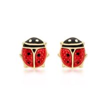 Carissima Gold 9 ct Yellow Gold Enamel Ladybird Stud Earrings  - $219.00