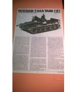 Tamiya Russian T-62A Tank Model Instructions ^ - $13.58 CAD