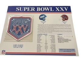 Super Bowl Xxv Giants Vs Bills 1991 Official Sb Nfl Patch Card - £14.93 GBP