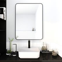 24 X 32 Inch Bathroom Mirror Black Aluminum Frame - Black - £77.22 GBP