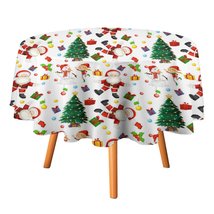 Christmas Tree Tablecloth Round Kitchen Dining for Table Cover Decor Home - £12.78 GBP+