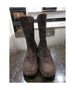 Espresso Merrell Ankle Boots Women&#39;s 6 Brown Suede Leather Round Toe Sid... - $60.93 CAD