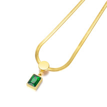 Emerald Pendant Light Luxury Temperament High-Grade Titanium Steel Necklace For  - £11.25 GBP