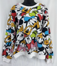 Disney Sweatshirt Women’s Size (M) 7-9 Pullover All Over Mickey &amp; Friends - £14.90 GBP