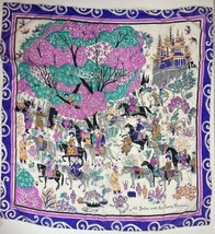 Vintage Ali Baba And The Forty Thieves Hand Rolled Glentex Silk 30&quot; Scarf Purple - £36.59 GBP