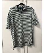 Merion Golf Club Men’s Polo Shirt FG Tech Green White Stripe Large L - $56.44 CAD