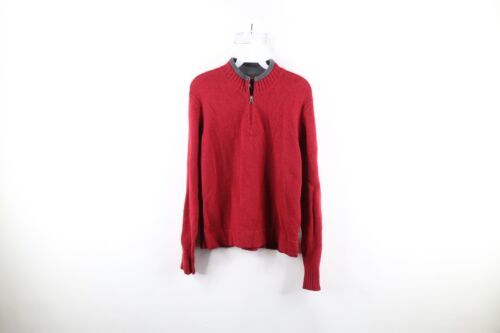 Vintage Woolrich Womens Large Distressed Wool Knit Half Zip Pullover Swe... - $26.68