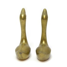 Pair of Solid Brass Geese Swan Bird Small Figurines Vintage 5&quot; height - £9.32 GBP