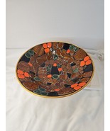 Vtg 1950’s MCM 10” Aluminum &amp; Mosaic Tiles Stones Pebble Large Bowl JAPAN - $24.74