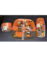 Disney Mickey Minnie Mouse Halloween Bamboo 4 Dinner Plates Tumblers Sna... - £53.72 GBP