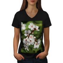 Cherry Blossom Shirt Beautiful Tree Women V-Neck T-shirt - £10.41 GBP