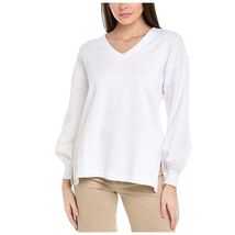 Cabi Womens Kayak Sweatshirt Pullover Top Size Small White V Neck Cotton - $29.70