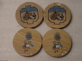 Native American Navajo Painted Kachina Doll 2 Designs Stone Coasters Set... - $29.70