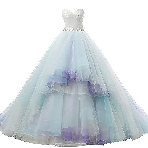 Kivary Ivory Aqua Light Purple Long A Line Lace Crystals Corset Prom Wedding Dre
