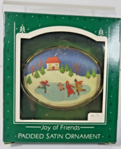 Vintage Hallmark Joy Of Friends Ornament 1986 Padded Satin With Box Friendship - $7.69