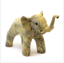 Vintage Oyster Crushed Shell Elephant Trunk Up Figurine Folk art Philipp... - $14.82