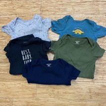 Lot of 5 baby one piece snap ons 18 months Blue Gray Green - £6.25 GBP