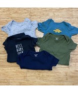 Lot of 5 baby one piece snap ons 18 months Blue Gray Green - £6.17 GBP