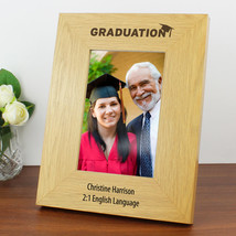 Personalised Graduation 4x6 Oak Finish Photo Frame, Graduation Gift - £8.78 GBP