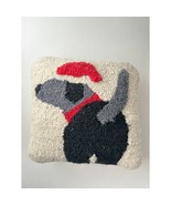 8" Black Gray Christmas Dog Mud Pie Square Holiday Hook Wool Pillow  - $19.80