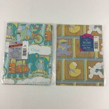 American Greetings Gift Wrap Welcome Baby Boy Shower Vintage New Sealed 90s - $19.75