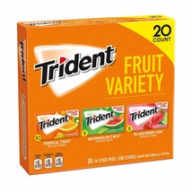 Trident Sugar-Free Gum Fruit Variety Pack 20 Count - Guaranteed Fresh Product ! - £18.83 GBP