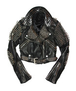 New Women Punk Black Full Heavy Metal Spiked Studded Brando Style Leathe... - £188.78 GBP