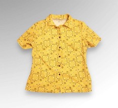 Yellow Groovy Funky Hipster Retro Print Blouse Vintage 70’s - $24.00