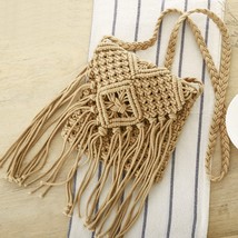 Handmade Cotton Woven Knitted Tassel Crossbody Bag Vintage Shoulder Messenger Ba - £17.22 GBP