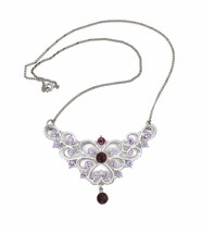 Lavender Amethyst Rhinestone Lavaliere Restored Necklace Made with Swaro... - £19.83 GBP
