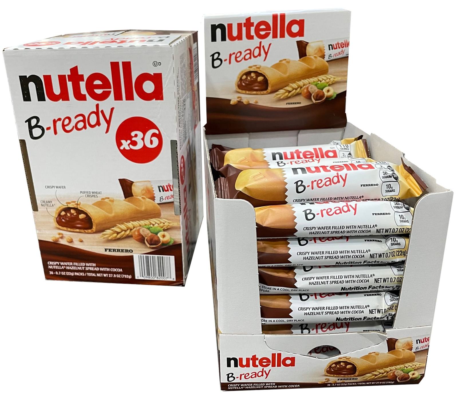 Nutella B-Ready 36 Ct Crispy Wafer Filled With Nutella Hazenut Spread With Cocoa - $30.95