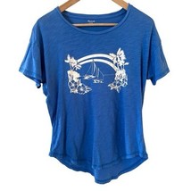 Madewell Womens Tropical Crewneck Tee Blue Size Medium Ocean Travel Reso... - $24.99