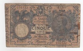 Italy, 5 Lire, 1904, Treasury Bigilietti Stato, P23, VF - $28.62