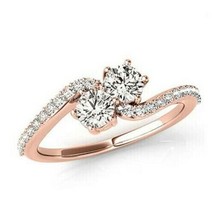 1.25CT Künstlicher Diamant Du &amp; Mir Zwei Steine Versprechen Ring IN 14K Rose - $85.36