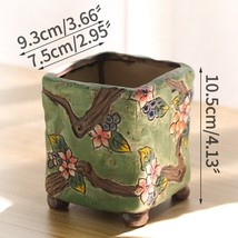 Chinese Style Hand Painted Floret Ceramic Succulent Flower Pot With Foot Stonewa - £25.56 GBP