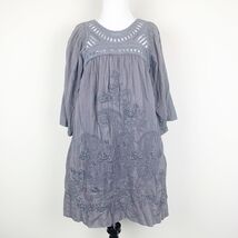 Mango Suit Womens Dress Gray Size 4 Floral Embroidered Design Crew Neckline - $245.03 MXN
