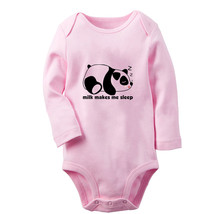 Milk Makes Me Sleep Funny Bodysuit Baby Animal Panda Romper Infant Kids Jumpsuit - £7.83 GBP+