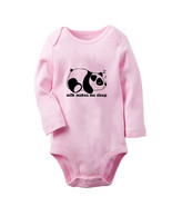 Milk Makes Me Sleep Funny Bodysuit Baby Animal Panda Romper Infant Kids ... - £7.79 GBP+