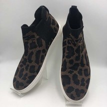 Kelly and Katie Women&#39;s Leopard Print High Top Pull On Sneakers Stretch Knit S 9 - £26.03 GBP