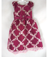 Rare Editions Maroon Metallic Floral Embroidered Dress With Bow Girls Si... - $33.90 CAD