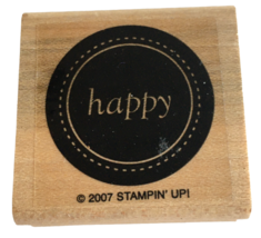 Stampin Up Rubber Stamp Happy Medallion Words Sentiment Card Making Scrapbooking - $3.99