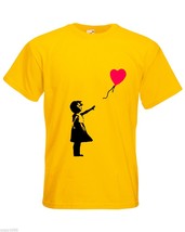Mens T-Shirt Banksy Girl Heart Balloon, Lonely Girl tShirt Romantic Love Shirt - £19.48 GBP