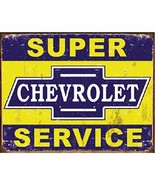 Super Chevy Logo Chevrolet Service Dealer Retro Auto Wall Decor Metal Ti... - £11.79 GBP
