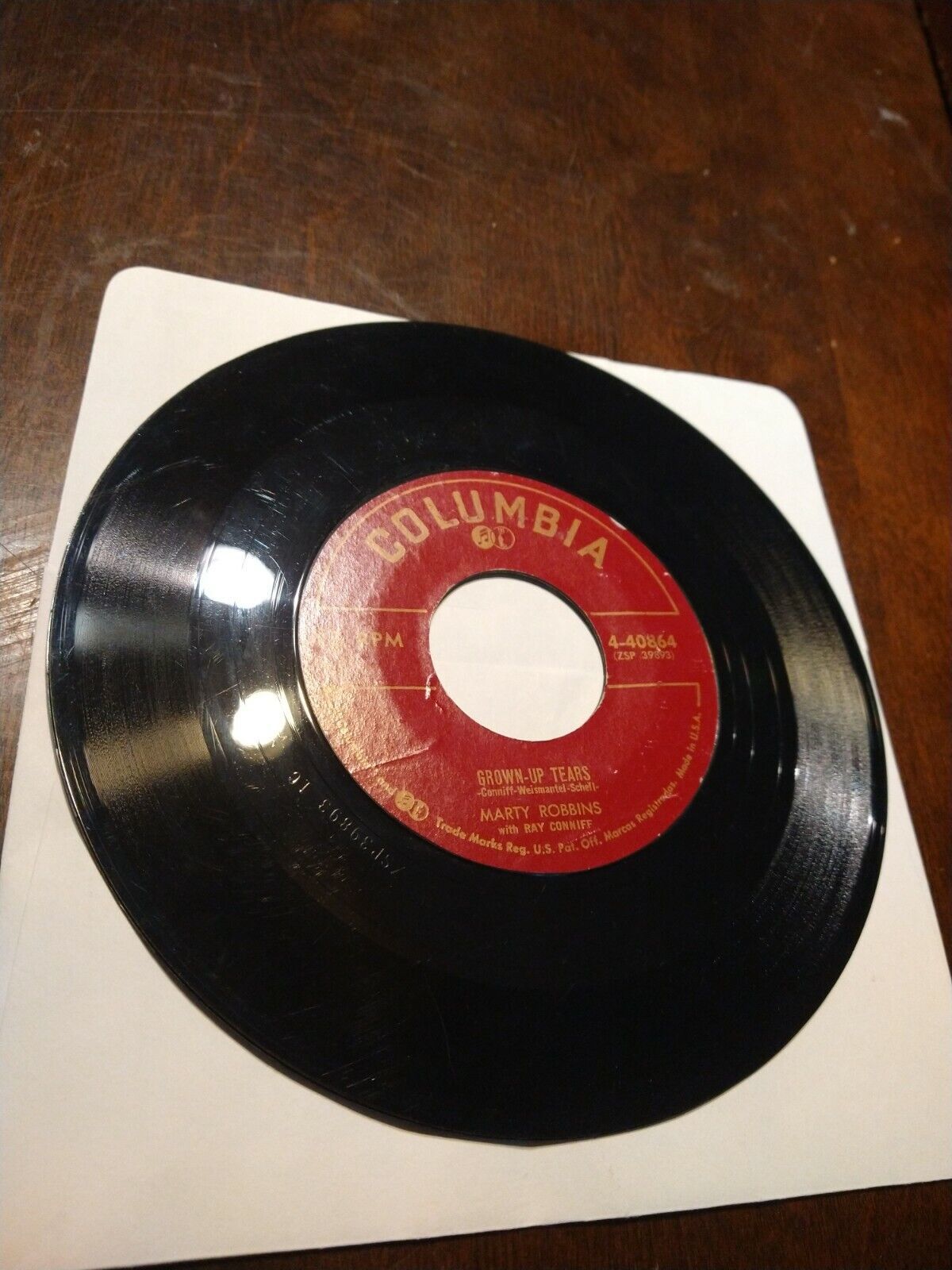 MARTY ROBBINS “A White Sport Coat/Grown Up Tears 45RPM Record - $5.93