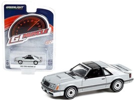 1982 Ford Mustang GT 5.0 Silver Metallic with Black Stripes &quot;Greenlight Muscle&quot; - £14.31 GBP