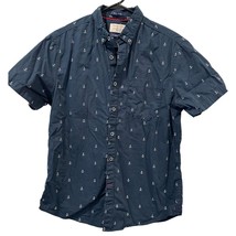 Denim &amp; Flower Men&#39;s Shirt Large Slim Fit Nautical Anchor Navy Blue Whit... - £10.02 GBP