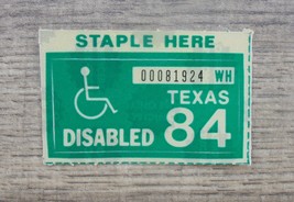 1984 TEXAS LICENSE PLATE STICKER&quot;DISABLED&quot; - £3.74 GBP