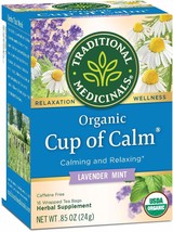 Traditional Medicinals Organic Cup of Calm Lavender Mint Herbal Tea, Calming &amp; R - £16.77 GBP