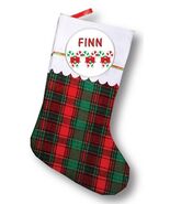 SOFT PLAID 18&quot; STOCKING &amp; CHRISTMAS CANDY CANES PERSONALIZED PINBACK BUT... - $402.65 MXN